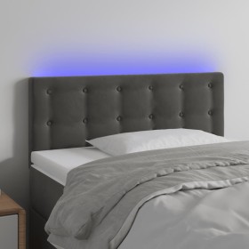 Cabecero con LED de terciopelo gris oscuro 100x5x78/88