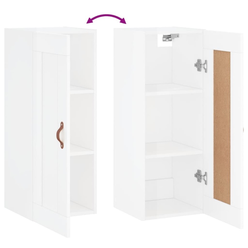 Armario de pared madera ingeniería blanco brillo 34,5x34x90