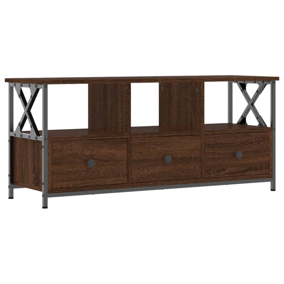 Mueble TV hierro madera contrachapada roble marrón 102x33x45
