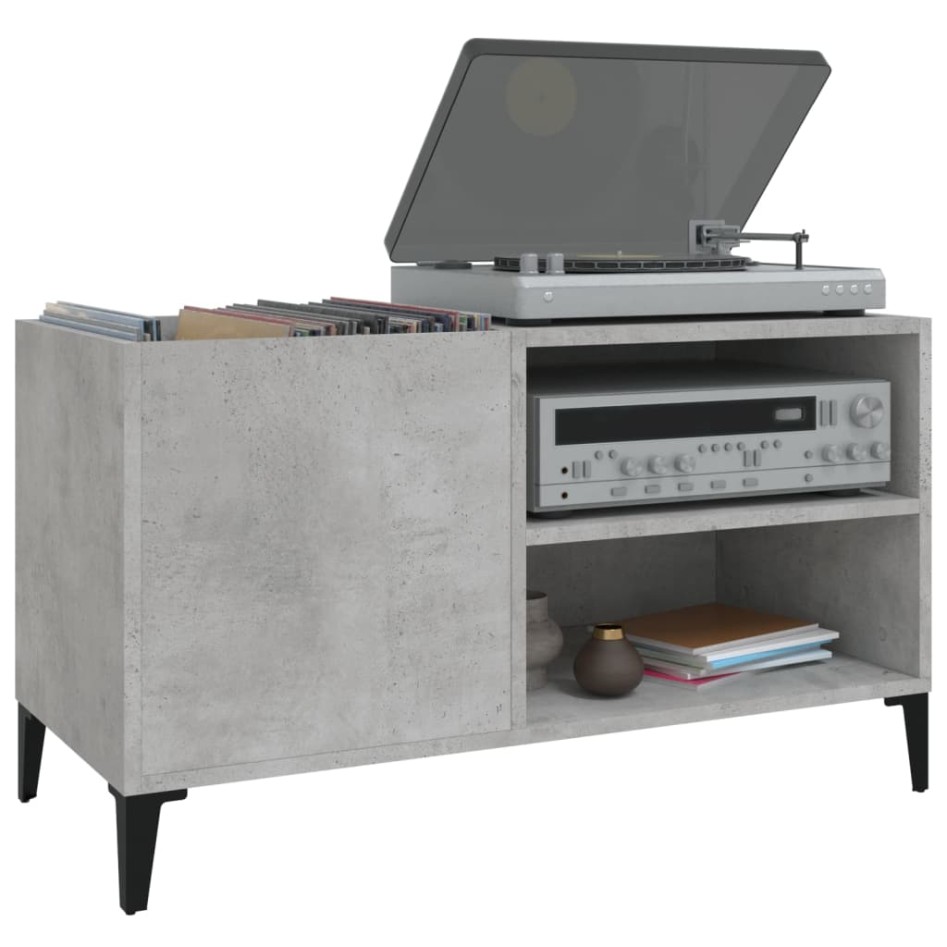 Mueble discos madera contrachapada gris hormigón 84,5x38x48