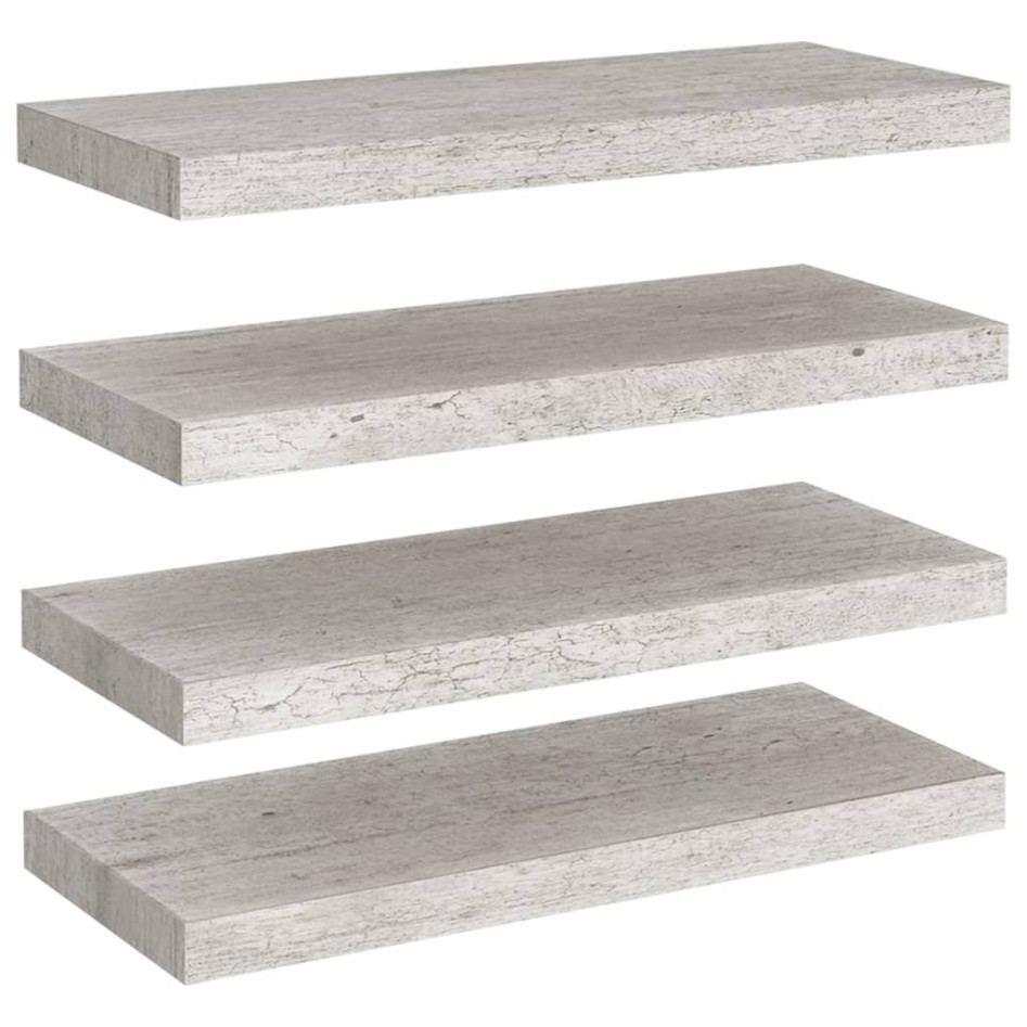 Estantes flotantes pared 4 uds MDF gris hormigón 60x23,5x3,8