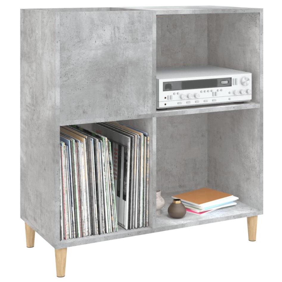 Mueble discos madera contrachapada gris hormigón 84,5x38x89