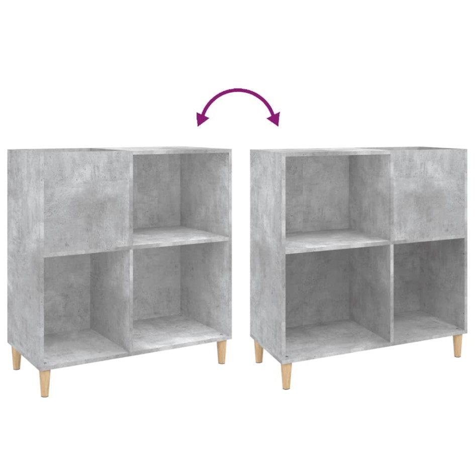 Mueble discos madera contrachapada gris hormigón 84,5x38x89