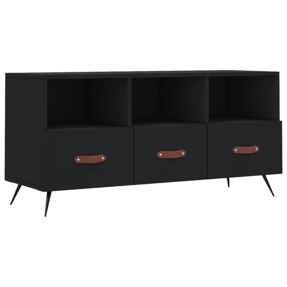 Mueble de TV madera de ingeniería negro 102x36x50