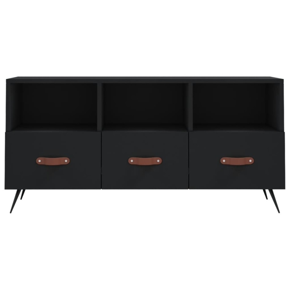 Mueble de TV madera de ingeniería negro 102x36x50