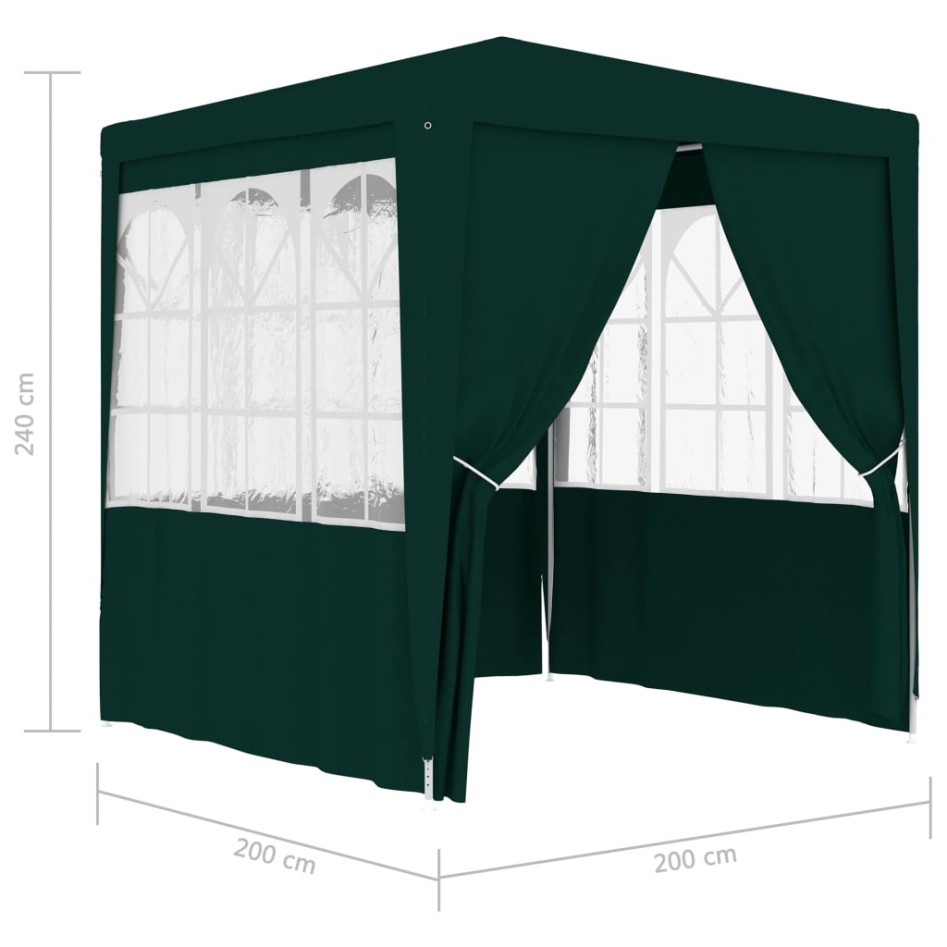 Carpa profesional para fiestas con paredes verde 90 g/m² 2x2