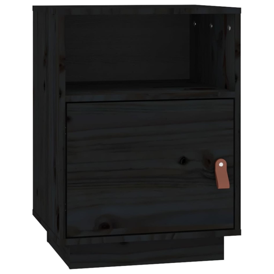 Mesitas de noche 2 uds madera maciza de pino negro 40x34x55