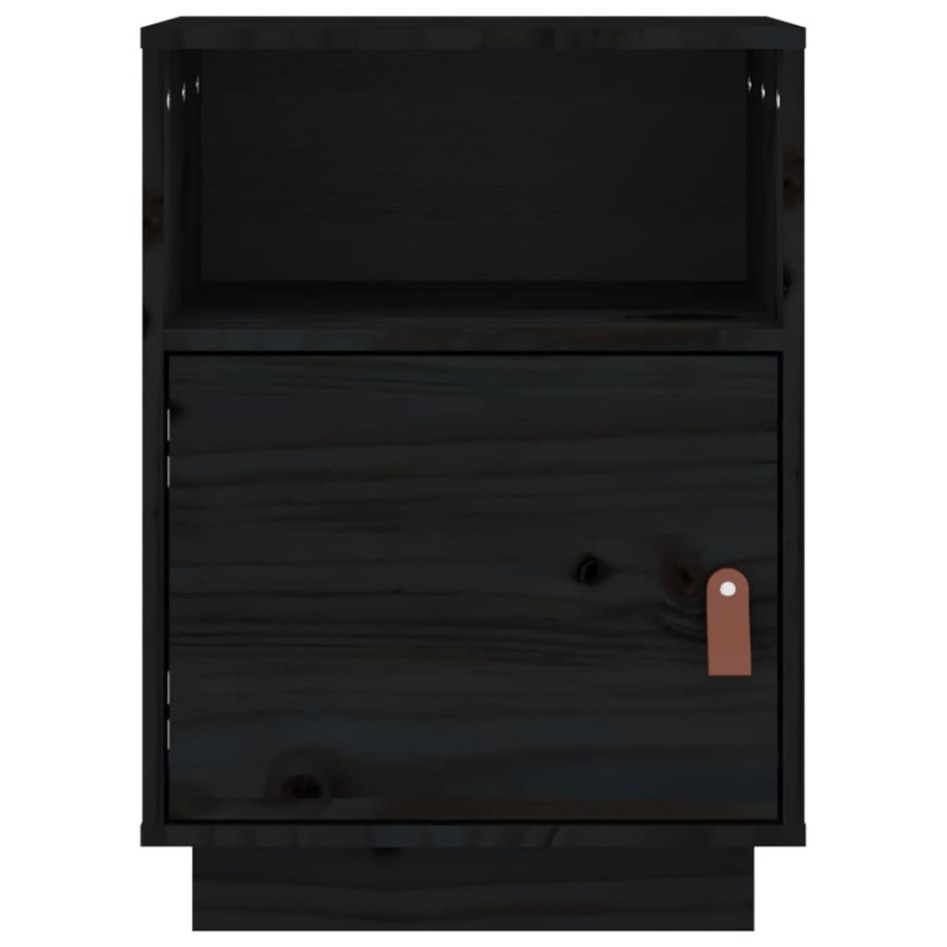 Mesitas de noche 2 uds madera maciza de pino negro 40x34x55