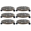 Soporte con ruedas de plantas 6 uds plástico color bronce 38 cm