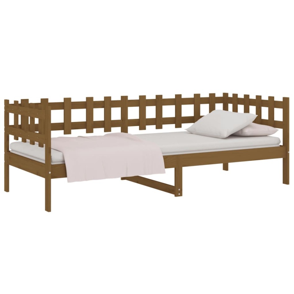 Sofá cama sin colchón madera maciza pino marrón miel 80x200
