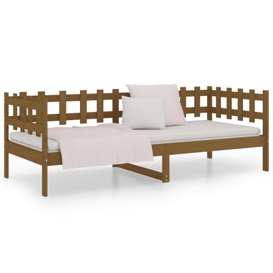 Sofá cama sin colchón madera maciza pino marrón miel 80x200