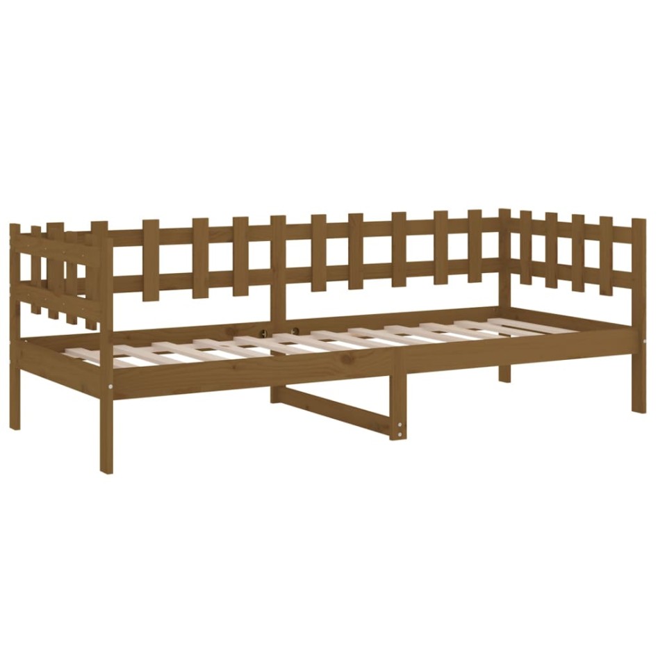 Sofá cama sin colchón madera maciza pino marrón miel 80x200