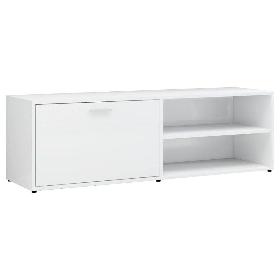Mueble TV madera contrachapada blanco brillante 120x34x37