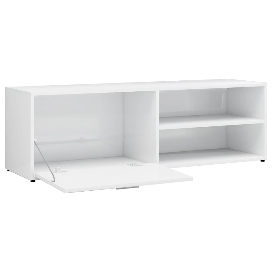 Mueble TV madera contrachapada blanco brillante 120x34x37