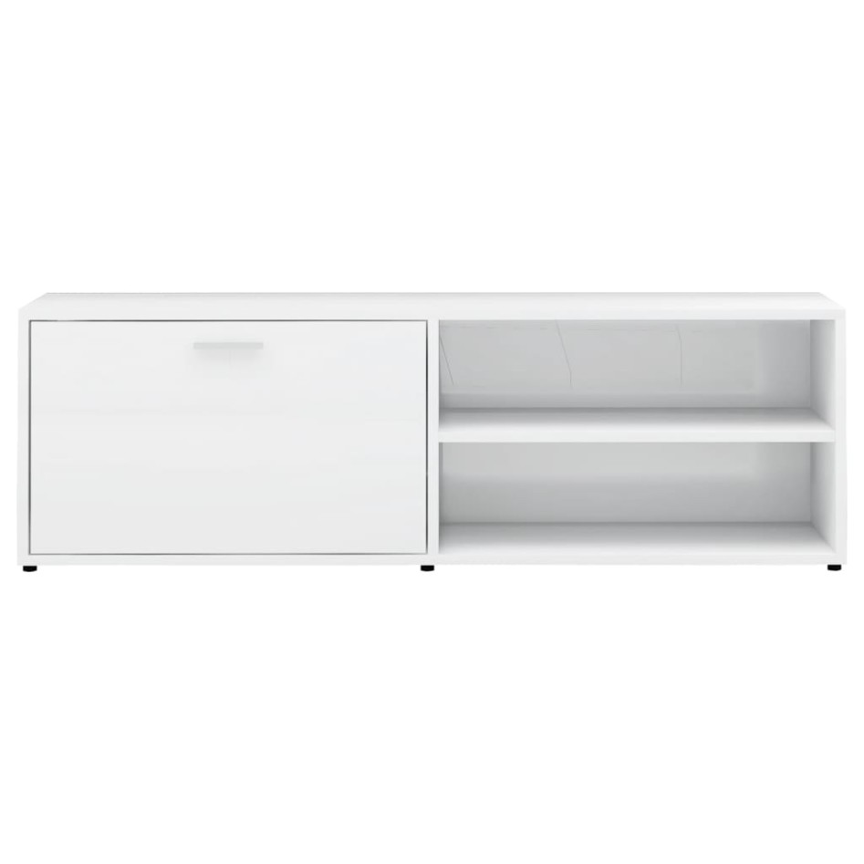 Mueble TV madera contrachapada blanco brillante 120x34x37