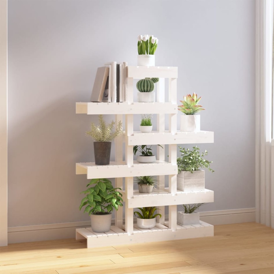 Soporte para plantas madera maciza pino blanco 85x25x109,5