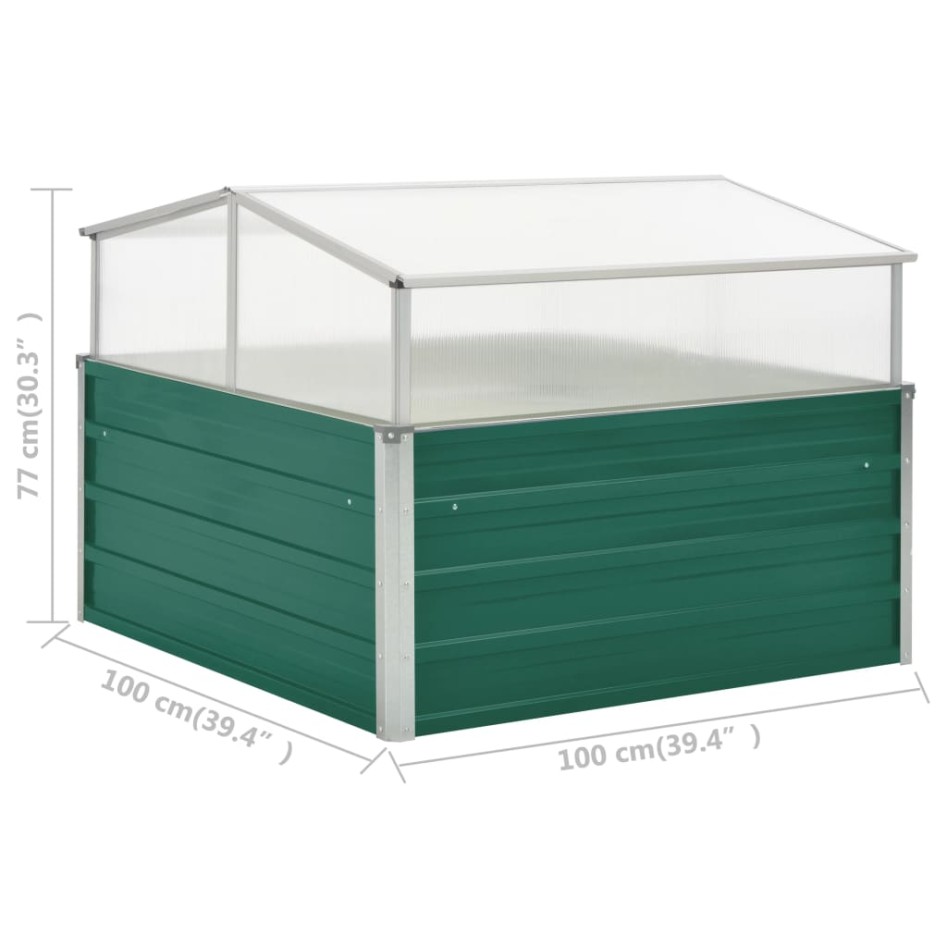 Invernadero de acero galvanizado verde 100x100x77