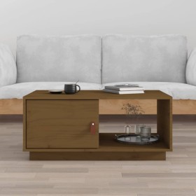 Mesa de centro madera maciza de pino marrón miel 80x50x35,5
