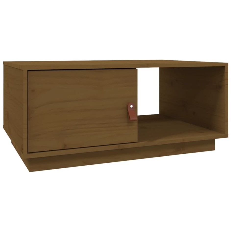 Mesa de centro madera maciza de pino marrón miel 80x50x35,5