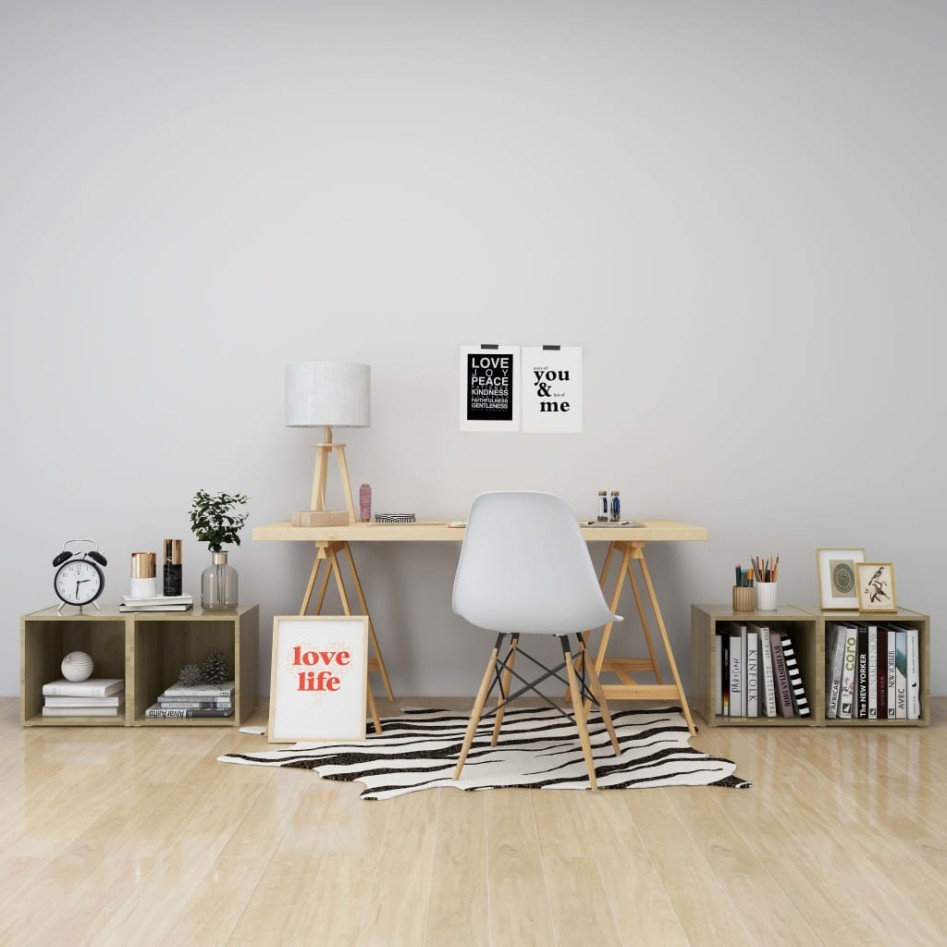 Muebles de TV 4uds madera contrachapada roble Sonoma