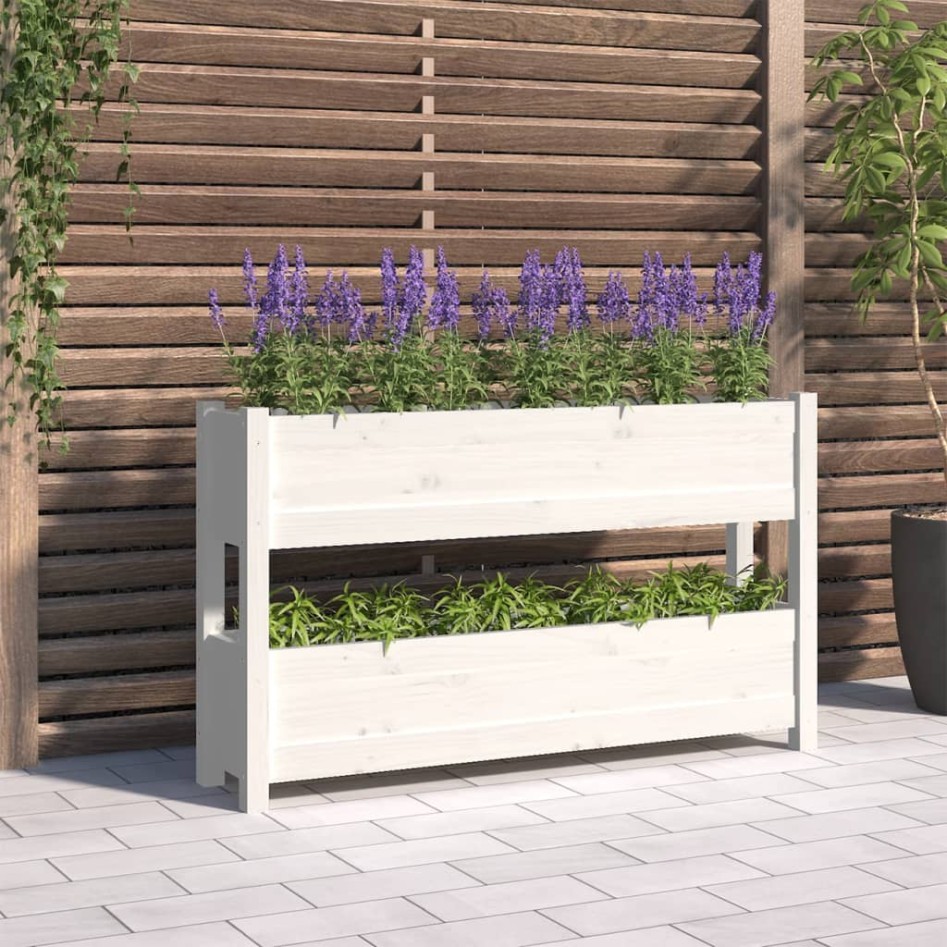 Jardinera de madera maciza de pino blanco 112x25x66