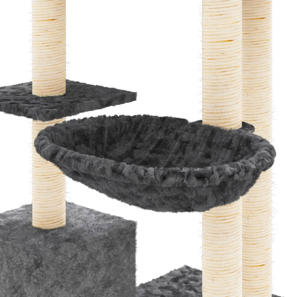 Rascador para gatos con postes de sisal gris oscuro 142