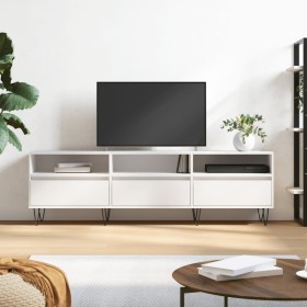 Mueble de TV madera contrachapada blanco 150x30x44,5
