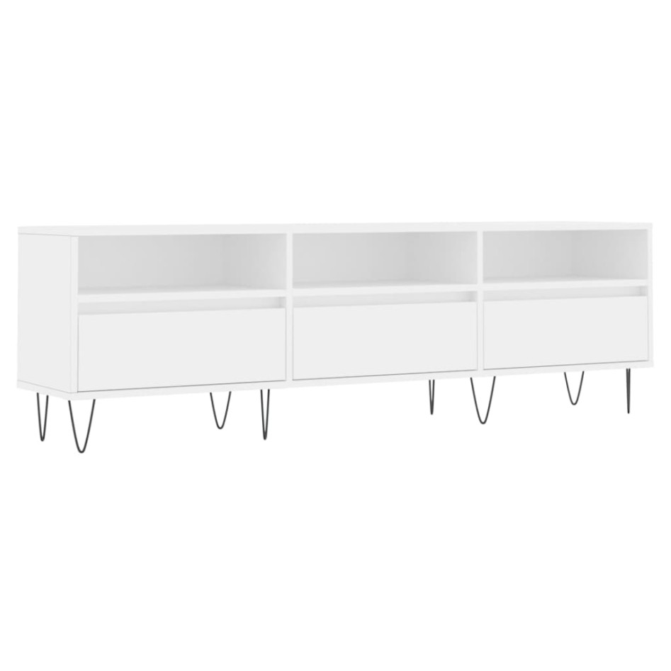 Mueble de TV madera contrachapada blanco 150x30x44,5