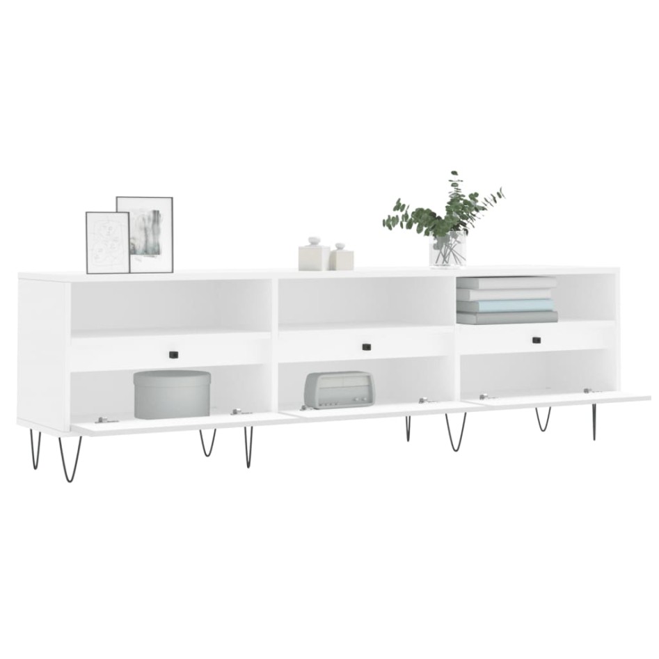 Mueble de TV madera contrachapada blanco 150x30x44,5