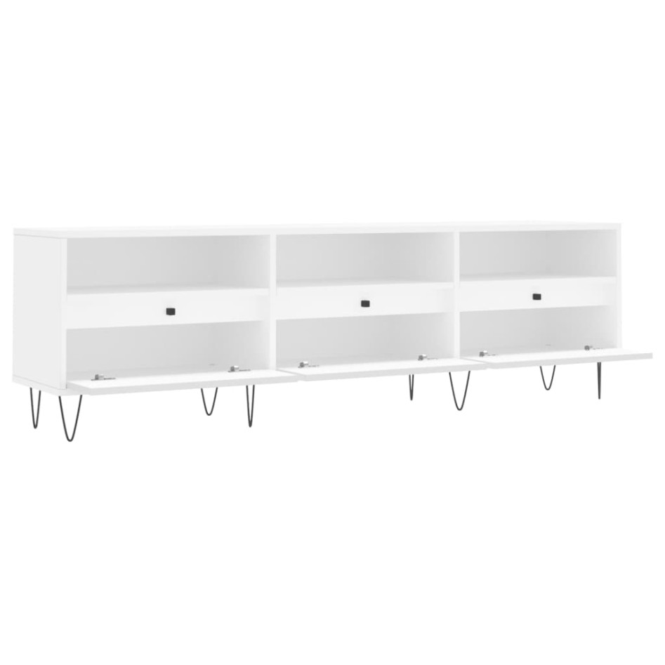 Mueble de TV madera contrachapada blanco 150x30x44,5