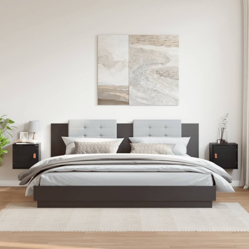 Armarios de pared 2 uds madera maciza pino negro 31,5x30x30