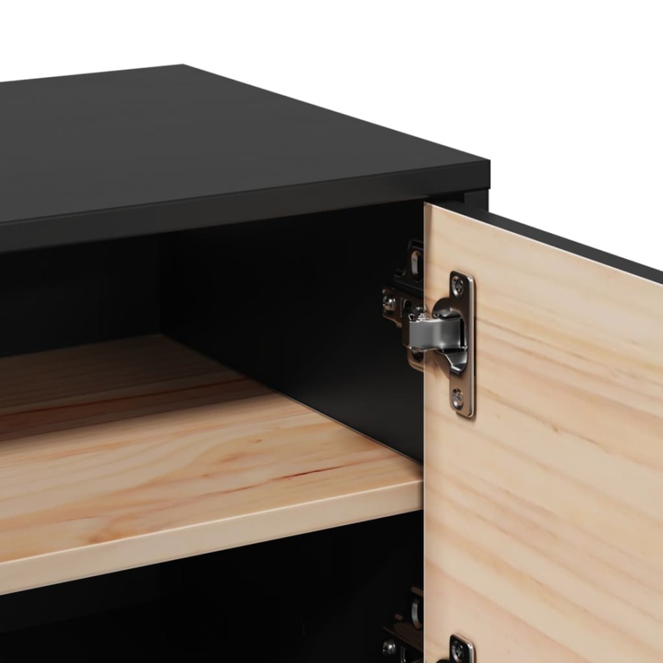 Armarios de pared 2 uds madera maciza pino negro 31,5x30x30