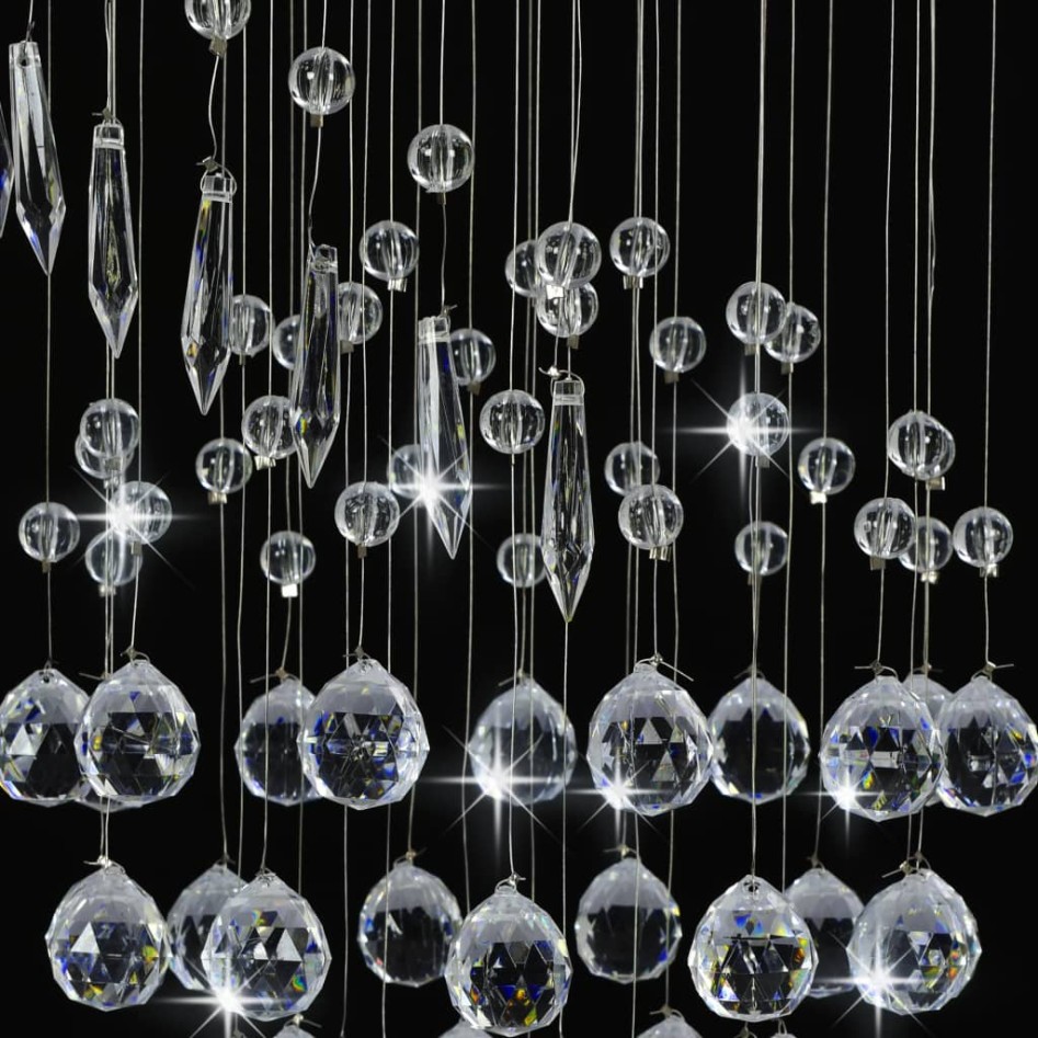 Lámpara de techo con cuentas de cristal plateado en espiral