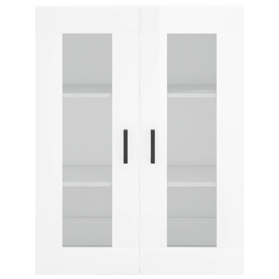 Aparador alto madera contrachapada blanco brillo 69,5x34x180