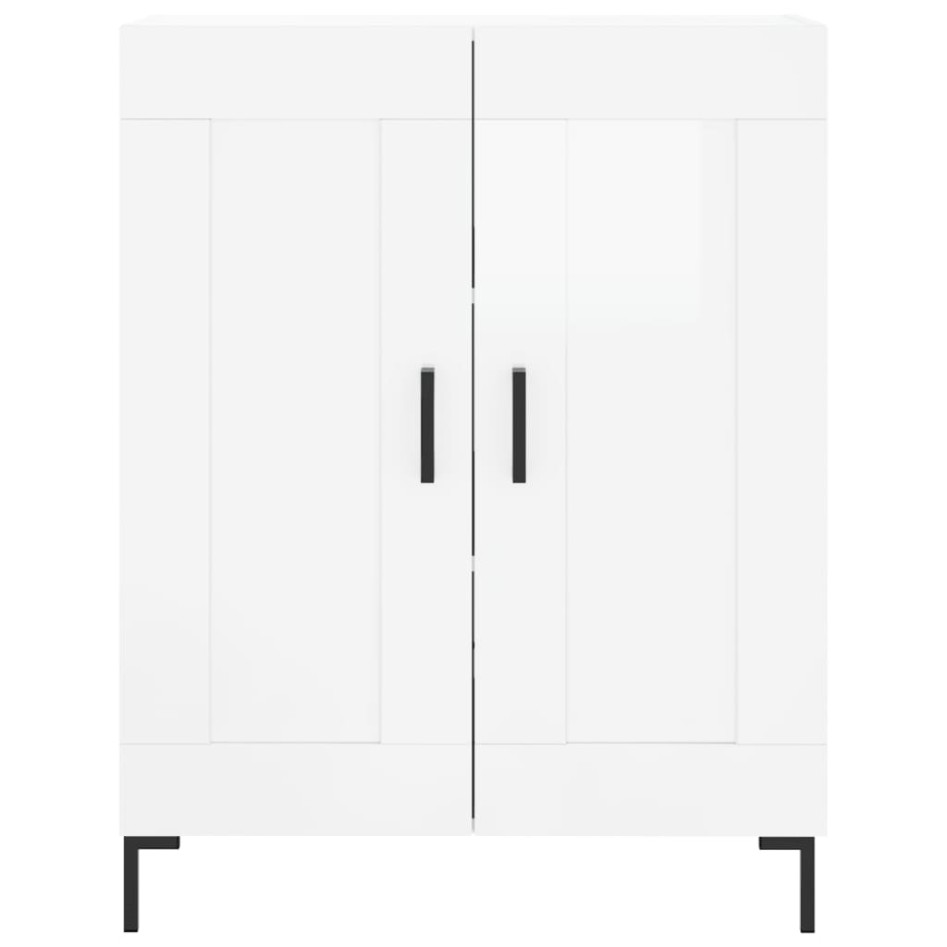 Aparador alto madera contrachapada blanco brillo 69,5x34x180