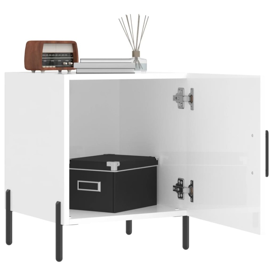 Mesitas noche 2 uds madera ingeniería blanco brillo 40x40x50