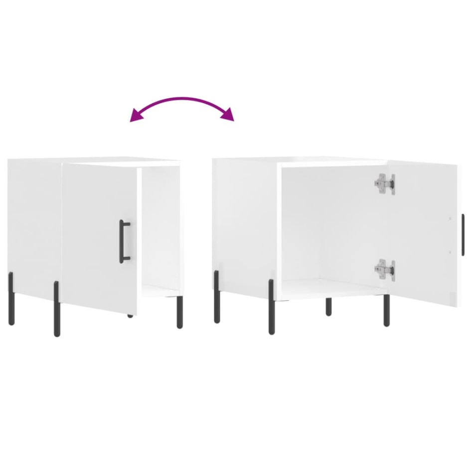 Mesitas noche 2 uds madera ingeniería blanco brillo 40x40x50