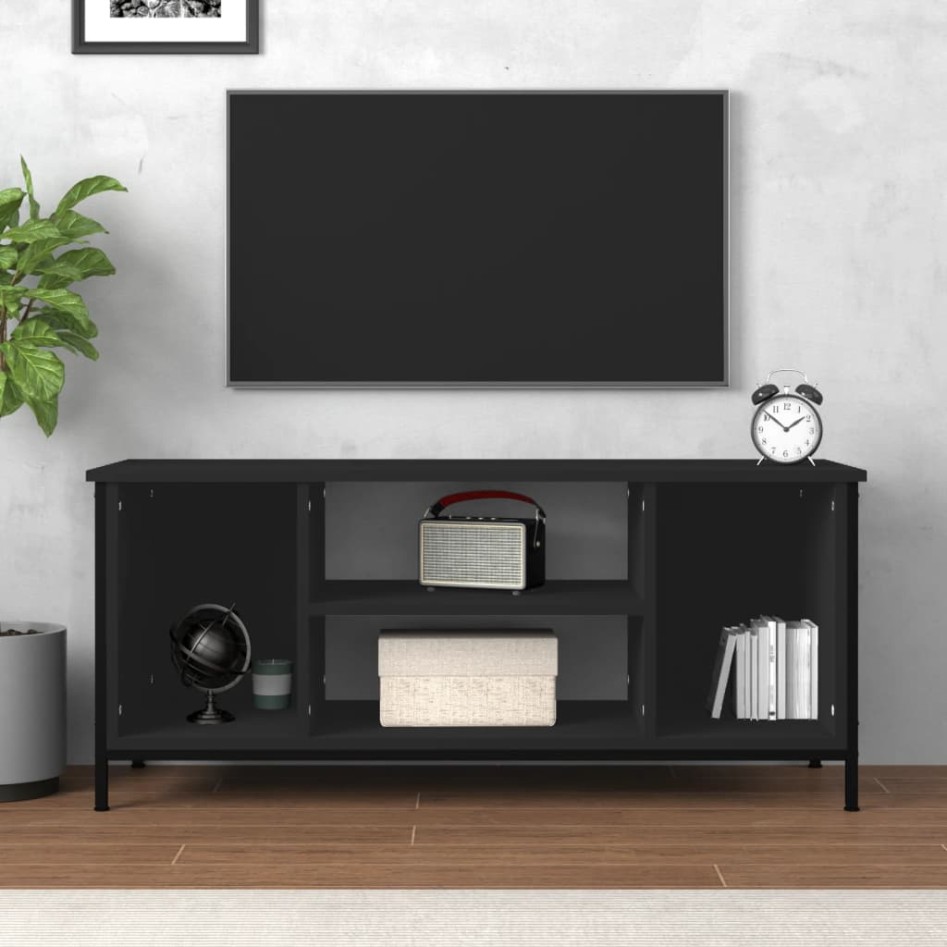 Mueble de TV madera contrachapada negro 102x35x45