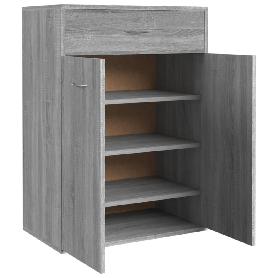 Mueble zapatero de madera contrachapada gris Sonoma 60x35x84
