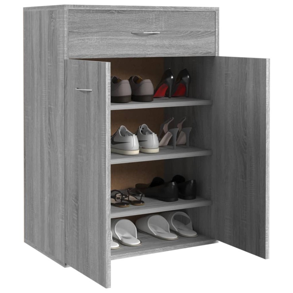 Mueble zapatero de madera contrachapada gris Sonoma 60x35x84