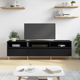 Mueble de TV madera contrachapada negro 150x30x44,5