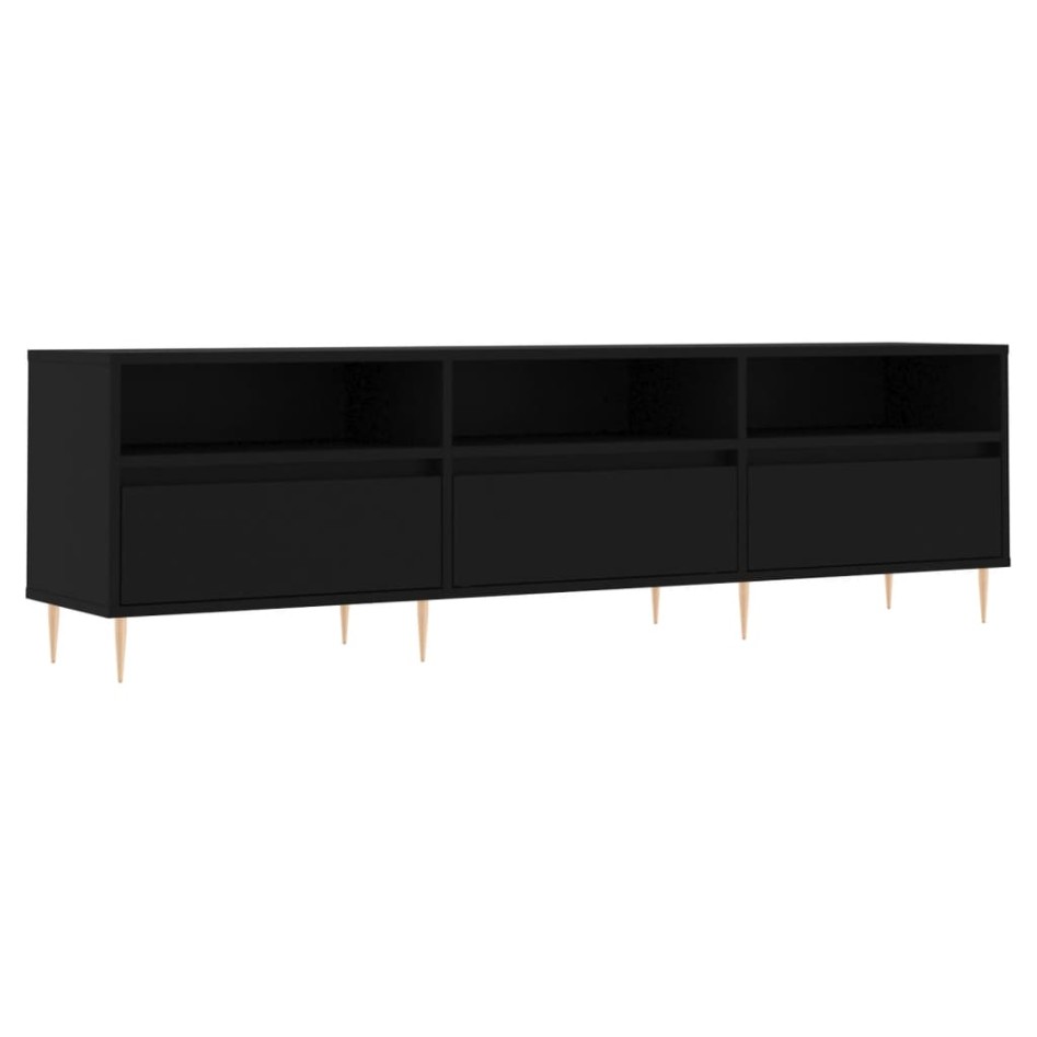 Mueble de TV madera contrachapada negro 150x30x44,5