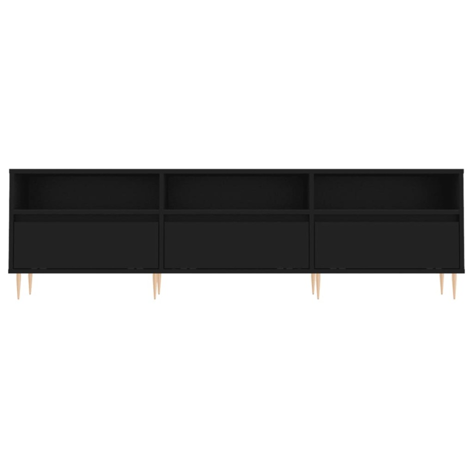 Mueble de TV madera contrachapada negro 150x30x44,5