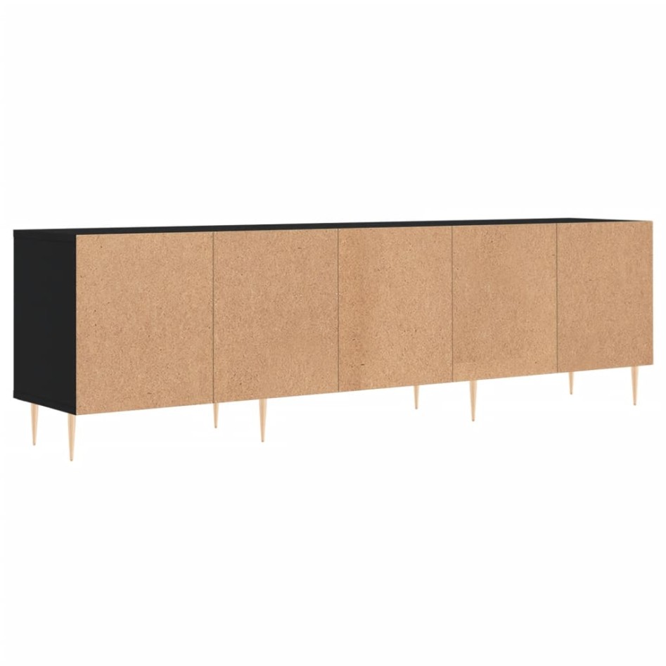 Mueble de TV madera contrachapada negro 150x30x44,5