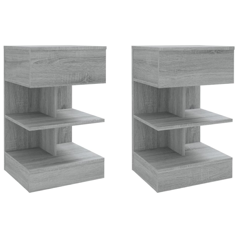 Mesitas de noche 2 uds madera gris Sonoma 40x35x65