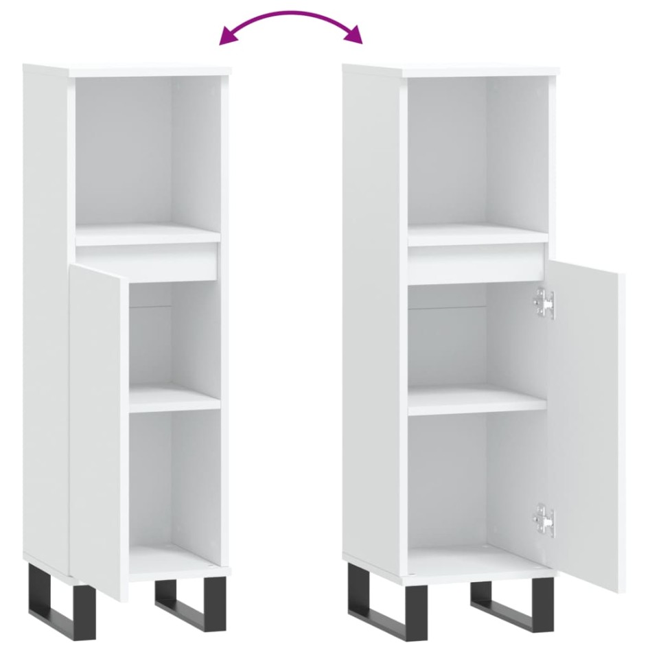 Armario de baño madera de ingeniería blanco 30x30x100