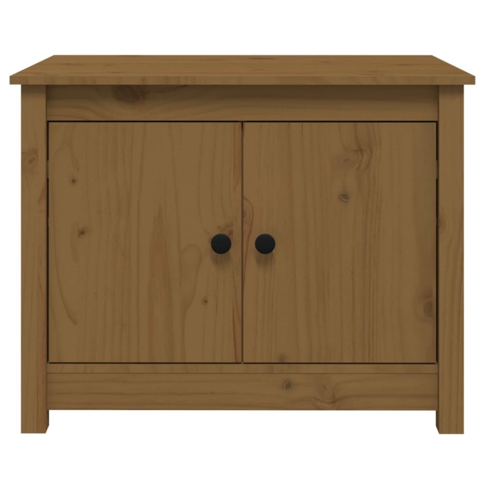 Mesa de centro de madera maciza de pino marrón miel 71x49x55