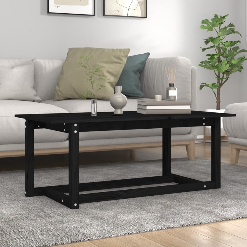 Mesa de centro de madera maciza de pino negro 110x55x45
