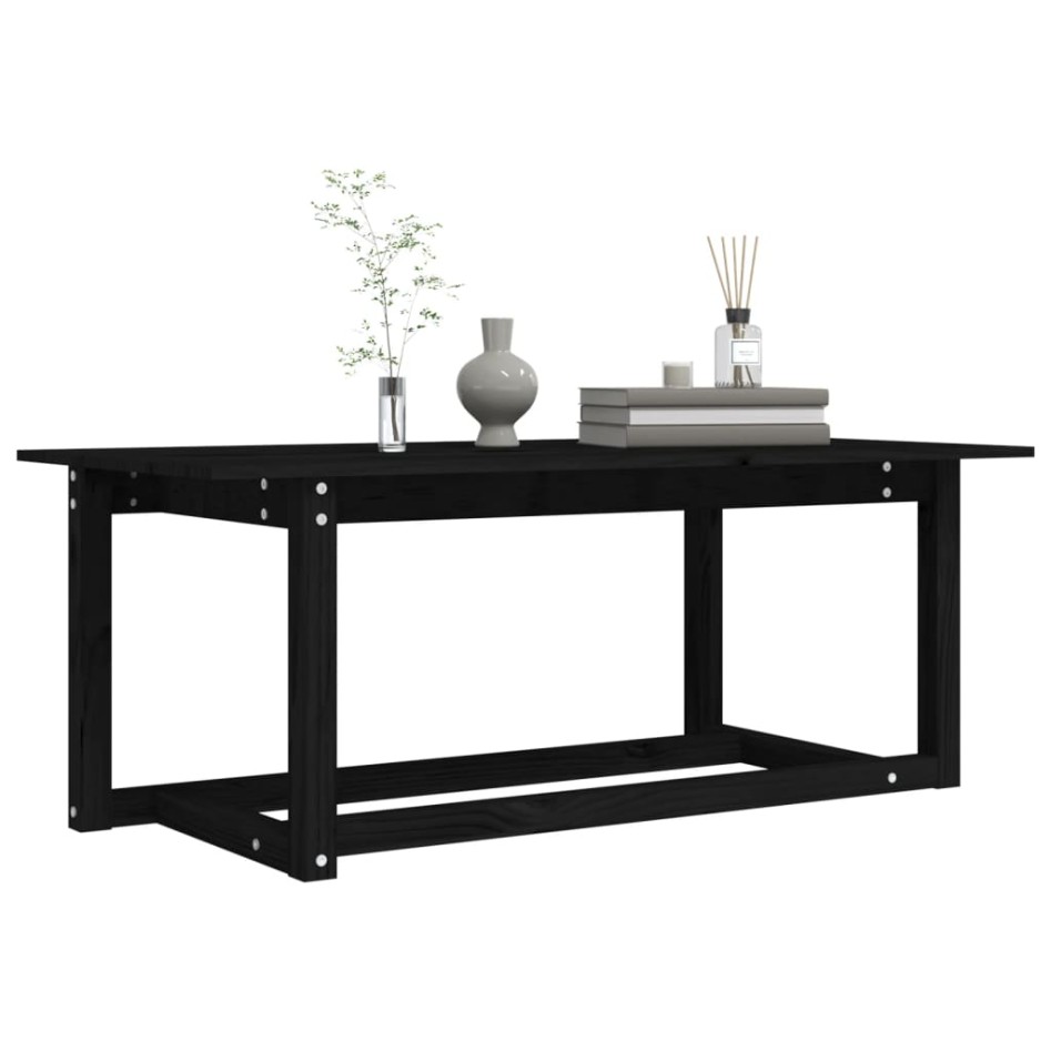 Mesa de centro de madera maciza de pino negro 110x55x45
