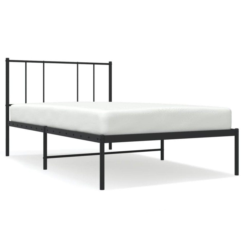 Estructura cama sin colchón con cabecero metal negro 90x200
